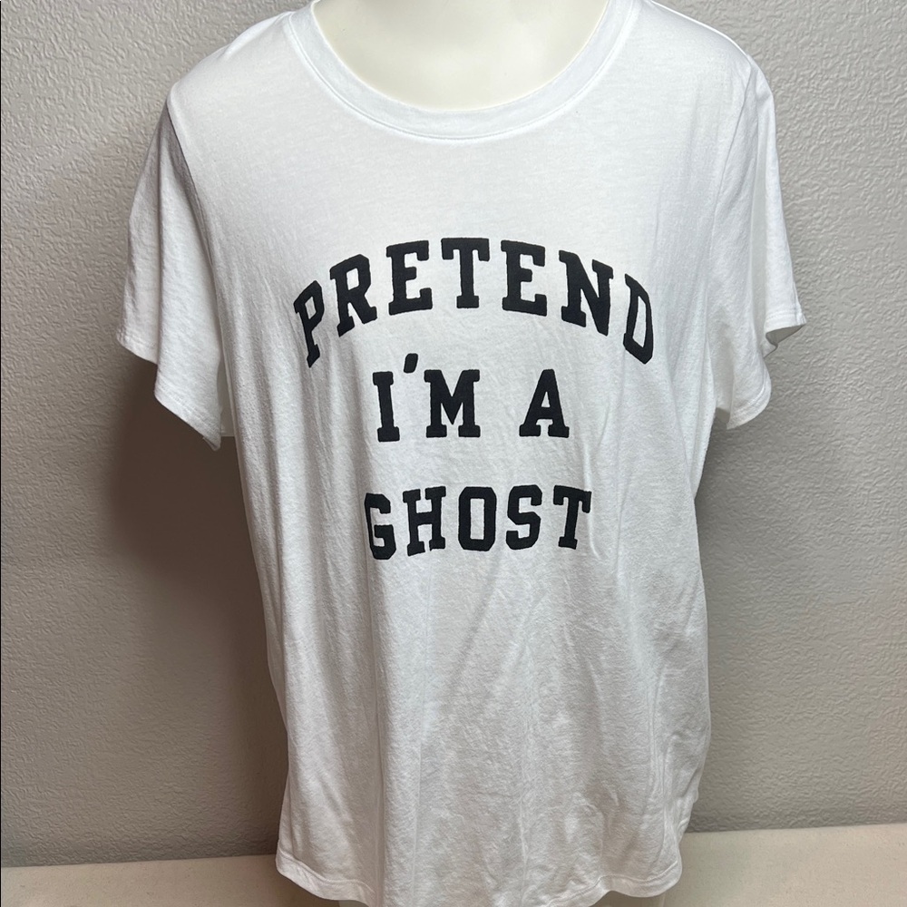 🛍️ 4 for $25  “Pretend I’m a Ghost” Graphic Tee XL White Halloween Shirt